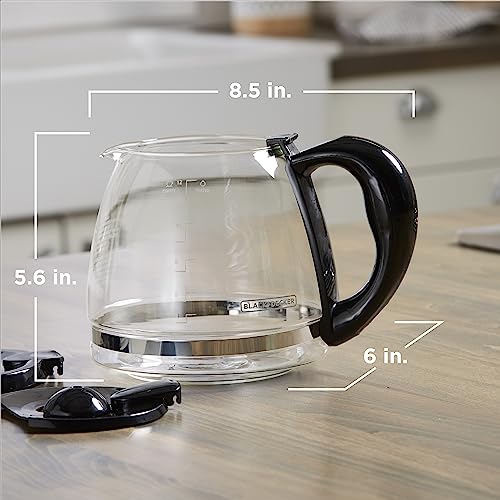 Black+Decker GC3100B TC1200B 12-Cup Replacement Carafe, Black Handle