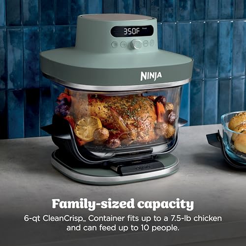 Ninja Crispi Pro 6 in 1 Glass Air Fryer, 6 Quarts, 2.5 Quarts, Glass Container with Lid, Non-Toxic, Meal Prep, Microwave, Freezer and