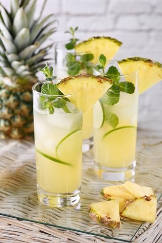Final Touch Premium Mojito Set - Includes 2 Tom Collins Glasses & Wooden Muddler - 10oz Slim Highball Glasses with Thick Base - Complete Cocktail Kit for Perfect Mojitos (FTA1835)