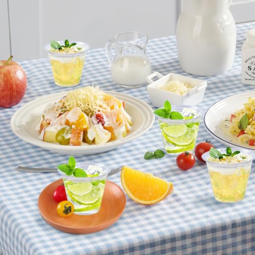 Lamosi 100 Pack 9 oz Clear Plastic Cups, Disposable Cups Wine Cocktail Punch, Sturdy & Food Safe Plastic Cup for Party & Wedding