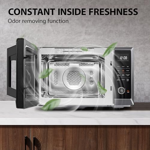 TOSHIBA Air Fryer Combo 8-in-1 Countertop Microwave Oven, with Convection, Broil, Odor Removal Mode, 12.4" Position Memory Turntable, Child-Lock, 1.0 Cu.ft, Black Stainless Steel, ML2-EC10SA(BS)