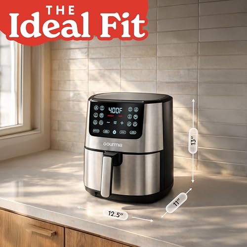 Gourmia 4-Qt Digital Air Fryer with Guided Cooking, Easy Clean, Stainless Steel