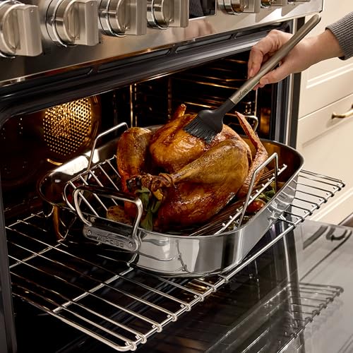 All-Clad Specialty Stainless Steel Roaster with Rack 14x18 Inch Oven Broiler Safe 600F Roaster Pan, Pots and Pans, Bakeware, Silver