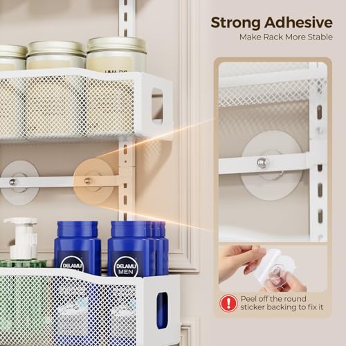 Delamu 8 Tier Over the Door Pantry Organizer, 2in1 Hanging or Wall Mount Spice Rack Seasoning, Adjustable Heavy-Duty Narrow Pantry Door Organizer and Storage for Kitchen Cabinet and Bathroom,12" White