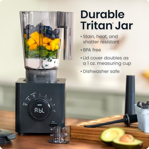 Chefman Obliterator 48 oz Countertop Blender for Smoothies, 1380W Motor to Crush Ice, Nuts, and Frozen Fruit with Stainless Steel Blade, Auto Blend Function, Includes Tamper and Scraper