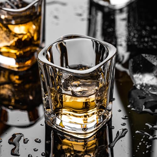 SUN GKOTTA 60-Pack 2.2oz Heavy Base Square Shot Glasses Bulk,Clear Glass Shooters Set for Tequila,Whiskey,Espresso, Party Favors,Wedding And Birthday Gifts