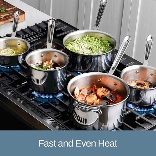 All-Clad D3 Stainless Steel 3 Quart Sauce Pan With Lid- Made in the USA- The Original Bonded Professional Cookware- Oven Safe & Induction Compatible
