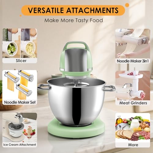 ZACME 8.4QT Commercial Stand Mixer 800W with Aluminum Die Casting Meets the Standard of NSF/ANSI 8-2023, Mixers Kitchen Electric Stand Mixer with Stainless Steel 8L Bowl, Dough Hook, Whisk and Beater