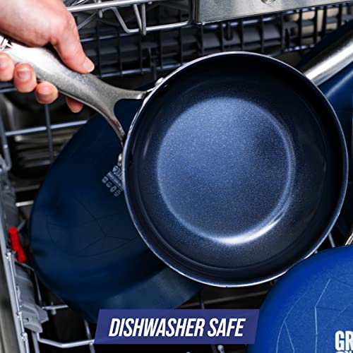 Blue Diamond Cookware Diamond Infused Ceramic Nonstick 8" Frying Pan Skillet, Induction, PFAS-Free, Dishwasher Safe, Oven Safe, Blue
