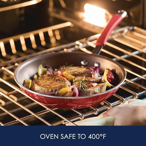 Rachael Ray Cucina Nonstick Frying Pan Set / Fry Pan Set / Skillet Set - 9.25 and 11 Inch, Cranberry Red