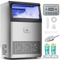 Commercial Ice Maker,110 lbs/24H,50 Cubes in 14 Mins,Stainless Steel Ice Machine with 33 Lbs Storage Capacity,Water Filter,Self-Cleaning,Under Counter/Freestanding Ice Maker for Restaurant,Cafe,Home