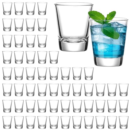 SUN GKOTTA 60 Pack Glass Shot Glasses Set,1.8OZ Shot Glasses Bulk With Heavy Base,Small mini Glass Cups for Vodka,Tequila,Espressos,Chocolate,Beer,whiskey