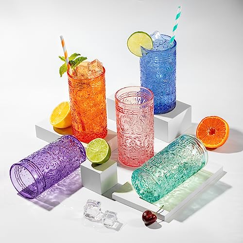 Godinger Jax Highball Beverage Glass Cup Pink - Set of 4