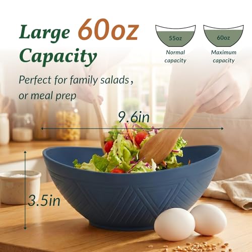 Homienly 60oz Wheat Straw Bowls Set of 6 Salad Bowls Large Popcorn Bowl Unbreakable Serving Bowls Microwave & Dishwasher Safe Bowl Set Centerpiece Bowls for Kitchen, Party, Decor, Camping (Multi)