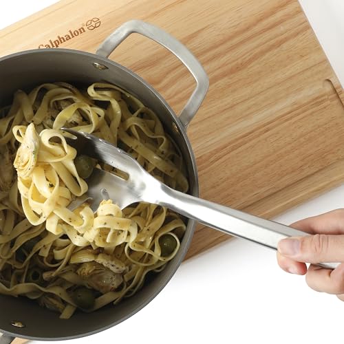 Calphalon Prime Pasta Server, Stainless Steel Pasta Serving Spoon for Spaghetti, Noodles & Pasta, Heavy-Gauge Heat-Resistant Utensil with Weighted Handle