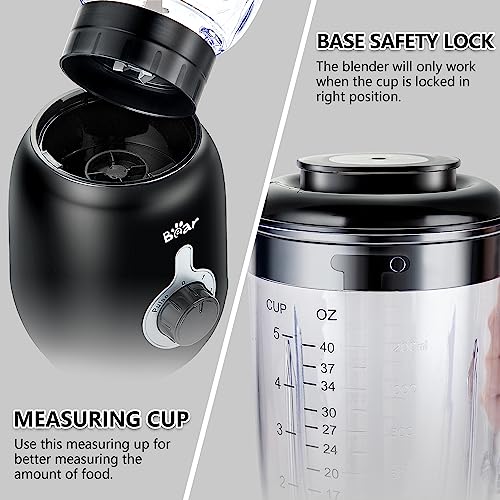 Bear Blender, 2025 New 700W Smoothie Countertop Blender with 40oz Cup for Shakes and Smoothies, 3-Speed for Crushing Ice, Puree and Frozen Fruit with Autonomous Clean