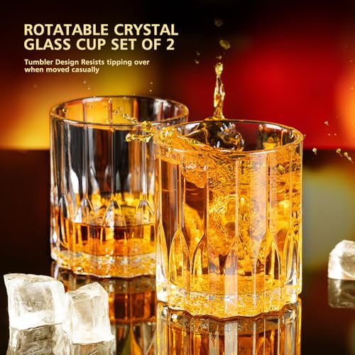 Ocean ice Whiskey Glasses, Bourbon Glass 11 oz, Whiskey Glasses Set of 2, Old Fashioned Glasses, Whisky Glass Sets, Rocks Glasses for Bourbon, Scotch, Cognac, Cocktails Dishwasher Safe Christmas