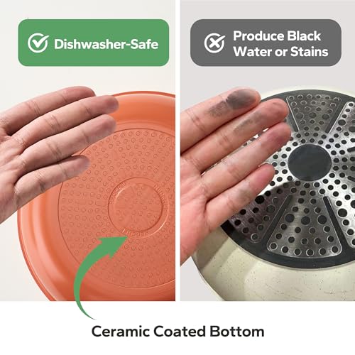 Redchef Colorful Ceramic Nonstick Frying Pan Set, Ceramic Pan Skillet, Non Toxic Pans for Cooking, Induction Compatible with Stainless Steel Handles & 3 Cork Pads, PFAS & PTFE & PFOA Free（8+9.5+11"）