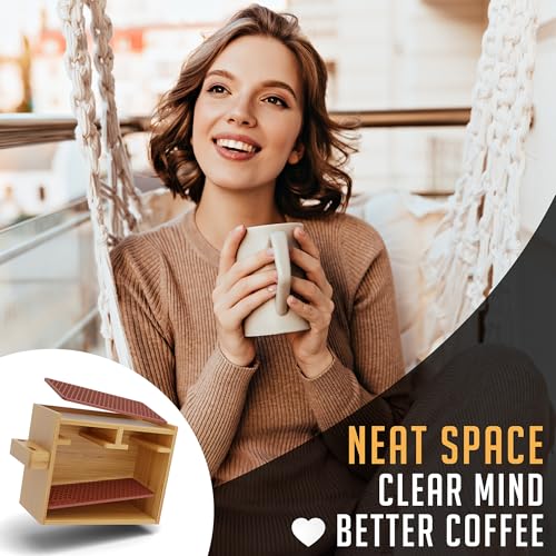 HEXNUB Organizer Stand for AeroPress Bamboo Coffee Caddy Original Brown