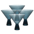 Fortessa Jupiter Beaded Hobnail Glass, 11.5 Ounce Martini (Set of 4), Cornflower Blue