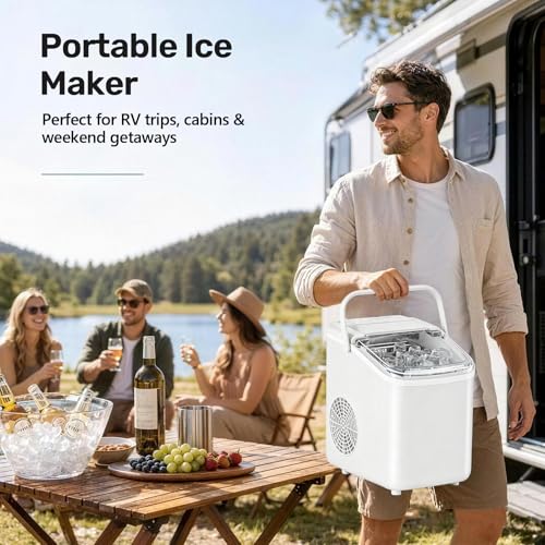 OLIXIS Countertop Ice Maker with Self-Cleaning, Portable Ice Maker Machine with Scoop, 26Lbs/24H, 9 Cubes in 6 Mins, 2 Sizes of Bullet for Home, Kitchen, Office, White