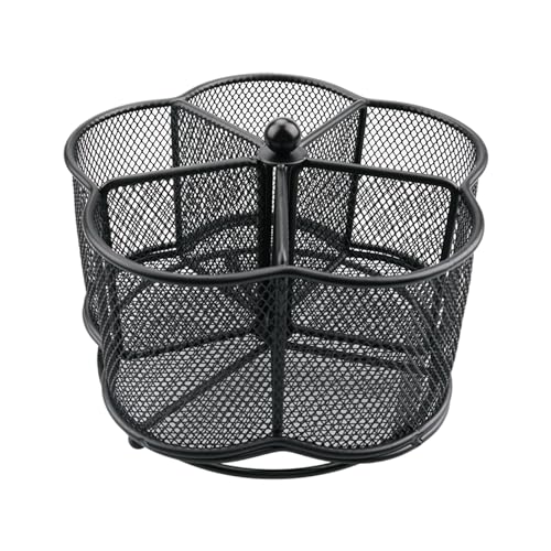 Business King 360° Rotating Silverware Utensil Caddy Holder - 5 Compartment Whirling Utensil Holder Kitchen Countertop Organizer for Spoon Fork Flatware Storage for Home or Outdoor Picnic Camping