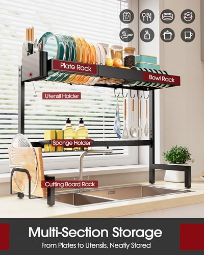 Sakugi 2-Tier Dish Drying Rack Over The Sink, Expandable for Counter