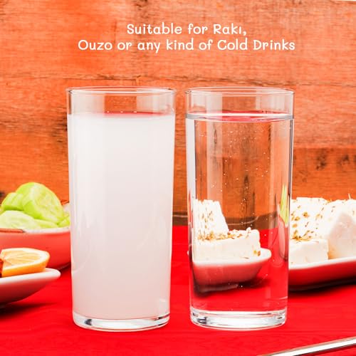 the mask el turko Turkish Raki Glasses Set of 4 (200ml/6.7oz) Highball Glasses, Ouzo Glasses, Tom Collins Glasses, Long Cocktail Glasses