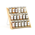 Orii 18 Jar Bamboo Compact Spice Rack with Spices Included & 5-Year Free Spice Refill Program for Countertop or Kitchen Drawer with Glass Jars
