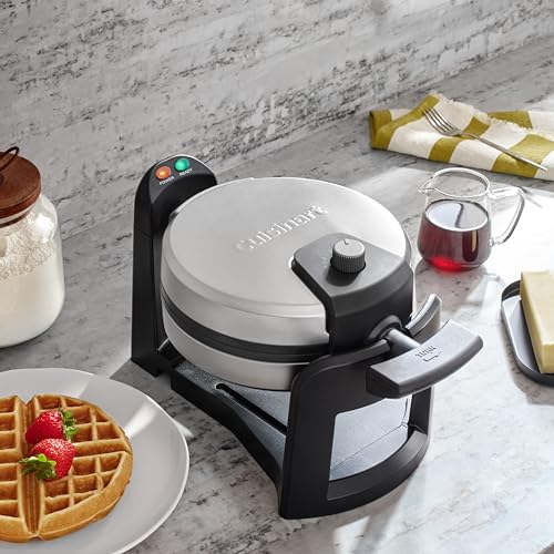 Cuisinart Round Flip Belgian Waffle Maker, 1" thick Belgian-style Waffle, WAF-F30NAS