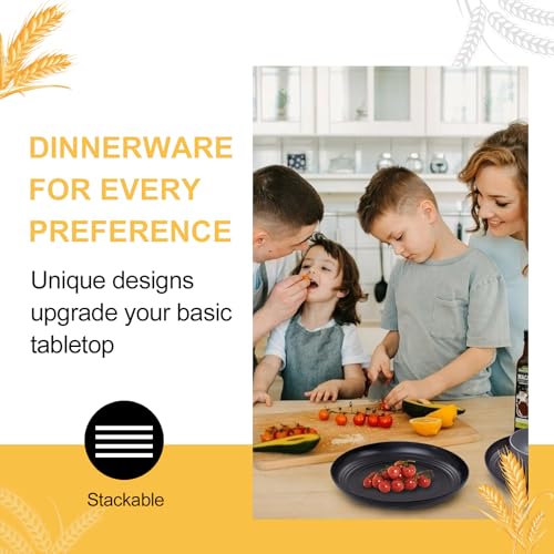 Rubtlamp Wheat Straw Dinnerware Sets, 16PCS Plastic Dinnerware Set for 4, Wheat Straw Plates and Bowls Sets, Unbreakable Dinnerware Plastic Microwave Safe Dishes Set for Kitchen&Camping