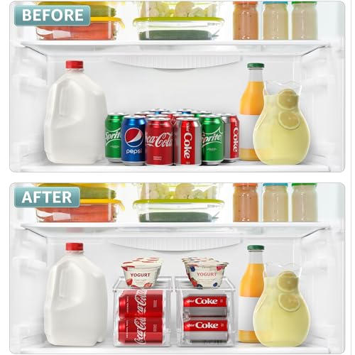 Sorbus Soda Can Organizer for Refrigerator Stackable Can Holder Dispenser with Lid for Fridge, Pantry, Freezer – Holds 12 Cans Each, BPA-Free, Clear Design, (2-Pack)