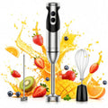 MegaWise Hand Blender, Immersion Blender Handheld 12-Speed with 80% Sharper Blades, Titanium Reinforced Stainless Steel 3-in-1 Immersion Blender,Includes Whisk and Milk Frother (3-in 1 Black)