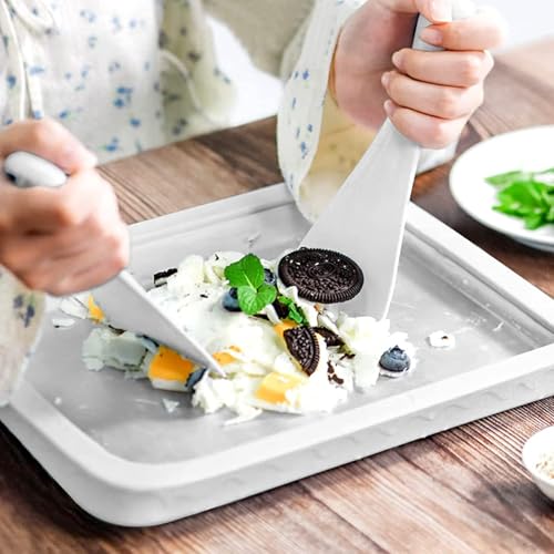 Instant Ice Cream Maker,Rolled Ice Cream Maker, Soft Serve Ice Cream maker,Perfect for Frozen Yogurt, and More! Food grade stainless steel ice cream roll machine for home us (white)
