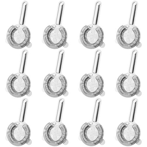 HOZEON 12 Pcs 6.5 Inches Cocktail Strainer, Stainless Steel Bar Strainer Tool, 2 Prong Bartender Strainer for Bar Restaurant Home, Silver