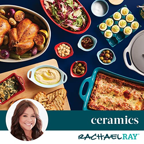 Rachael Ray Ceramics Au Gratin Set, Oval, Two 12-ounce, Agave Blue