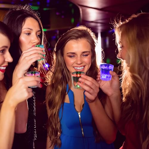 JTWKING Light Up Shot Glasses Set of 24 Party Favors Adults Shot Cups for Party LED Flash Light Up Drinking Glasses Glow in the Dark Shot Glasses for Birthday Valentine Day Weddings Festivals etc