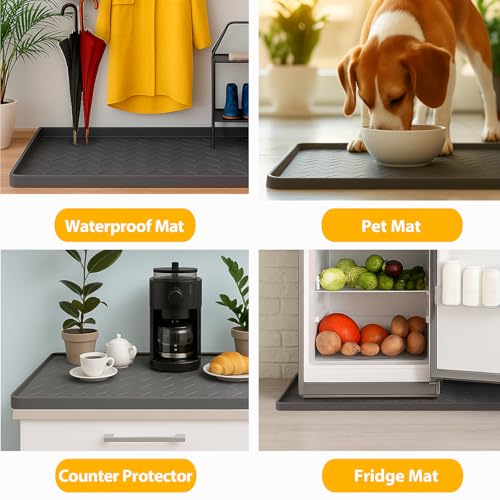 TigeJoy 34" x 22" Under Sink Mats for Kitchen Waterproof, Leak-Proof Silicone Mat Sink Protector and Cabinet Liner, Kitchen Essentials Organizer and Storage, Boot or Shoe Tray, Pet Feeding Mat