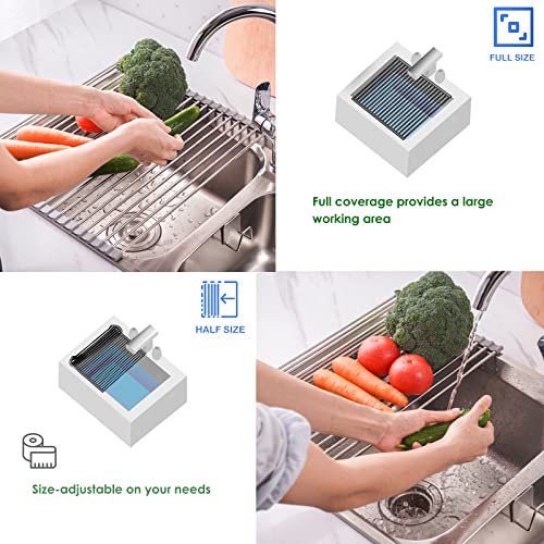 Tomorotec Roll Up Dish Drying Rack Over Sink, SUS304 Steel, 17.7x11.5,Gray