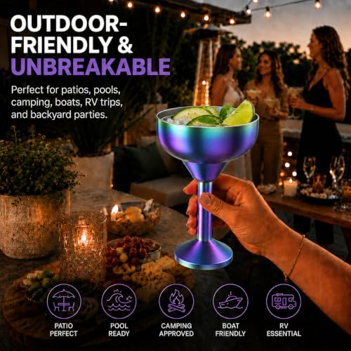 Hemli Insulated Margarita Glass, Cocktail Tumbler with Lid, Stainless Steel Vacuum Insulated, Keeps Drinks Cold for 12 Hours
