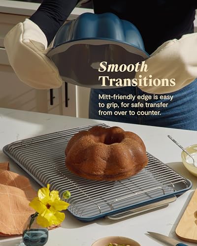 Caraway Fluted Cake Pan - 9.5” Non-Stick Ceramic Baking Pan - Ergonomic & Easy to Handle - Oven Safe up to 550ºF - Non-Toxic, PTFE & PFOA Free - Cream