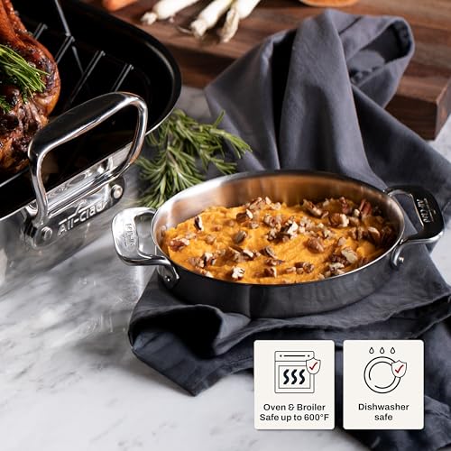 All-Clad Specialty Stainless Steel Oval Bakeware Set 2 Piece Induction Pots and Pans Silver