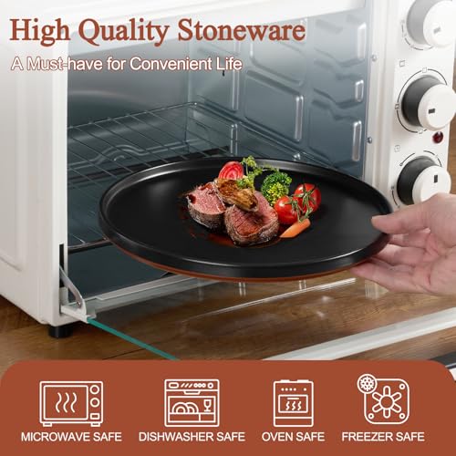 LIANYU 12 Pieces Porcelain Dinnerware Sets, Premium Plates and Bowls Set, High-Fired Ceramic Dishes Set for 4, Chip & Scratch Resistant, Microwave Dishwasher Safe, Charcoal Black
