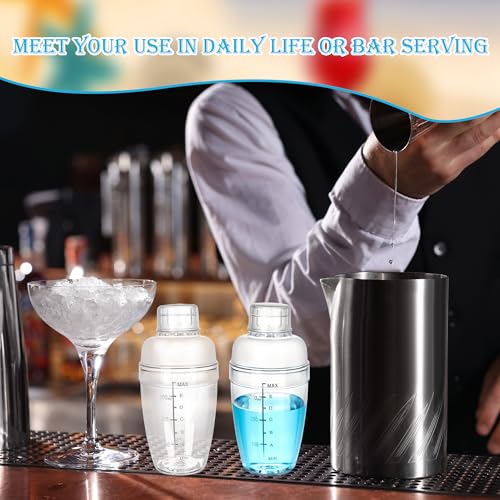 15 Pcs Plastic Cocktail Shaker 350ML/ 12 OZ Clear Plastic Hand Drink Mixer with Scales and Strainer for Drinks Milk Tea Cocktails Coffee Juice Birthday Gift Party