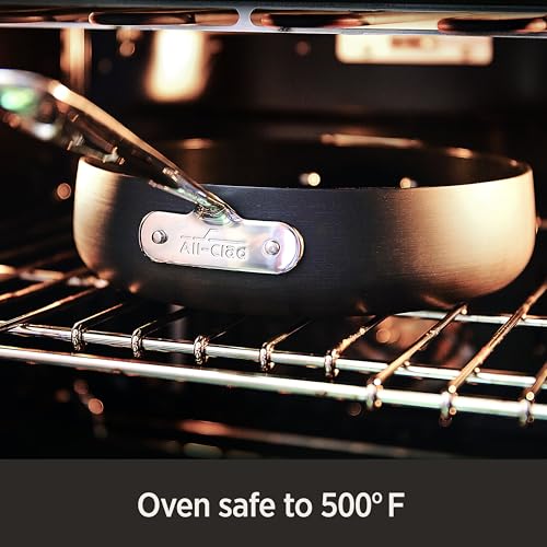 All-Clad HA1 Hard Anodized Nonstick Sauté Pan 4 Quart Induction Oven Broiler Safe 500F Pots and Pans, Cookware Black