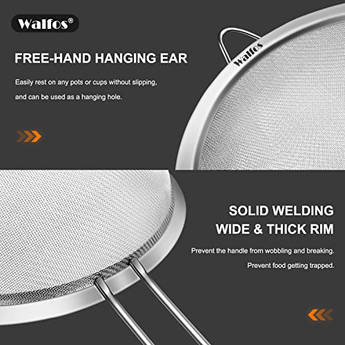 Walfos Small Fine Mesh Strainer for Cocktail & Tea, Mini Stainless Steel Sieve with Handle, 3.15 Inch Metal Strainers for Juicing, Coffee, Drinks, Tea Herbs