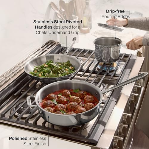 All-Clad D3® Stainless Steel 6 Piece Cookware Set- Made in USA- Includes 12" Fry Pan, 2 Qt Saucepan, 4 Qt Sautépan, Professional Grade -Oven Safe & Induction Compatible