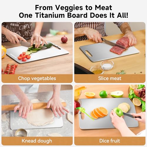 Titanium Cutting Board for Kitchen Set of 3, Cutting Board Double Sided Food Grade, 2026 Upgrade Chopping Boards with Handle for Meats, Fruits, Vegetables, Dishwasher Safe, Ideas Gifts for Mothers Day