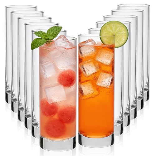 Cadamada Premium Highball 10oz Drinking Glasses,Highball Glasses,Cocktail Glasses,Set of 12 Clear Small Vases,Bar Glassware for Mojito, Whiskey, Cocktail