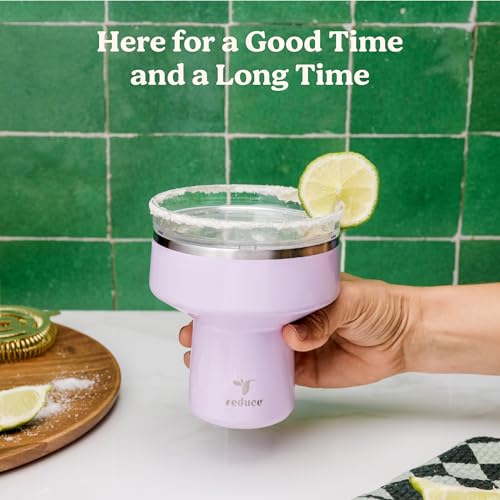 REDUCE Saltini 16 oz Cocktail Tumbler - Insulated Margarita Tumbler with Lid - Keeps Drinks Cold for 10 Hours - 360 Sippable Martini Glass Alternative - Shatterproof, Perfect for Parties - Mojito